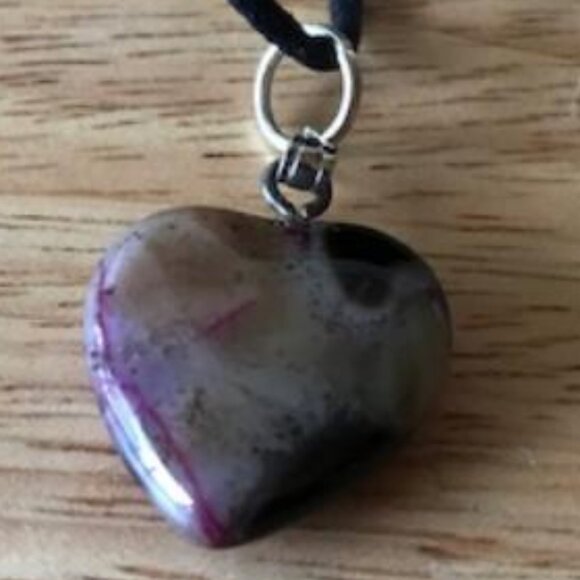 Druzy Agate Necklace Jewelry - Brownish & Purplish Druzy Geode Agate Heart Pendant Gemstone Necklace